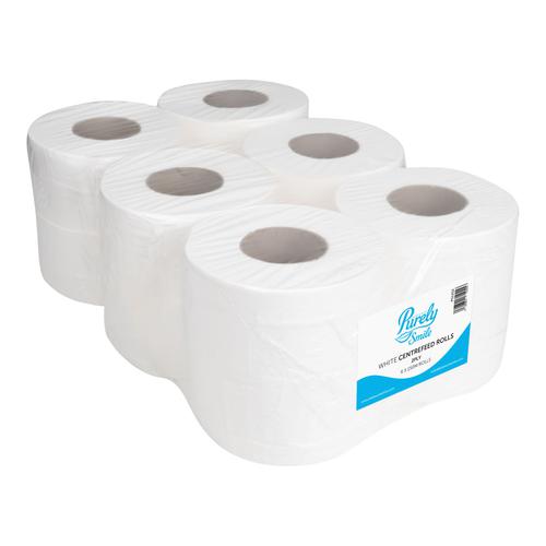 Purely Smile Centrefeed Rolls 2ply 150m White x 6