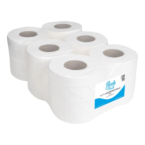 Purely Smile Centrefeed Rolls 2ply 400 Sheet White Pack of 6