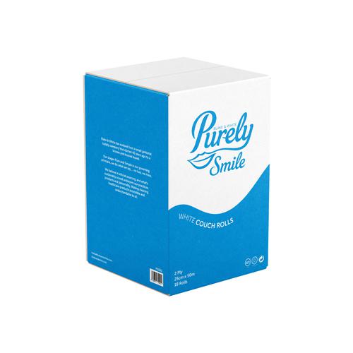 Purely Smile Couch Roll 25cm x 50m 2ply White x 18