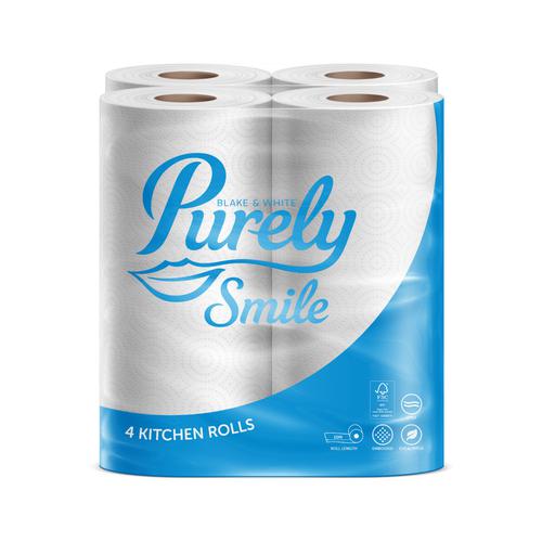 Purely Smile Kitchen Roll 2ply 10m White x 4 Rolls