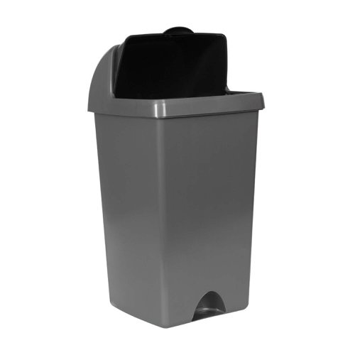 This bin is of a modern and durable construction with easy to clean surfaces. The roll top bin lid can be closed to reduce odour or can stay open for ease of use, and the lid helps lock the liners in place. With a 50L capacity, this unit is deal for use in medium to large areas.