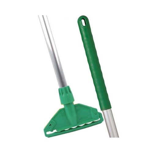 Suitable for use with most Kentucky-style mop-heads, this colour coded mop handle comes complete with clips and attachments.  It is constructed of anodized aluminium with a zinc-plated steel head clamp and spring.  Lightweight and strong, it will provide years of service without rusting.  Please note, that this will not fit socket mops.