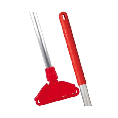Suitable for use with most Kentucky-style mop-heads, this colour coded mop handle comes complete with clips and attachments.  It is constructed of anodized aluminium with a zinc-plated steel head clamp and spring.  Lightweight and strong, it will provide years of service without rusting.  Please note, that this will not fit socket mops.