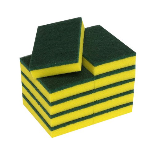 Purely Smile Sponge Back Scourer Yellow-Green Pack of 10