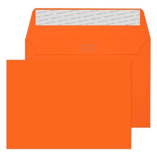 Vibrant Wallet Envelope C6 114x162mm Superseal Sunset Orange 120gsm Boxed 500 Plain Envelopes EN9982