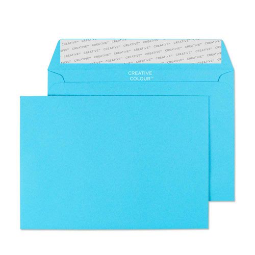 Vibrant Wallet Envelope C6 114x162mm Superseal Pacific Blue 120gsm Boxed 500 Plain Envelopes EN9977