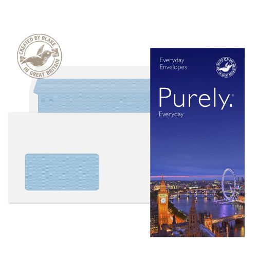 Blake Purely Everyday White Window Self Seal Wallet 110x220mm 80gsm Pack 1000 Code 12774/100 PR