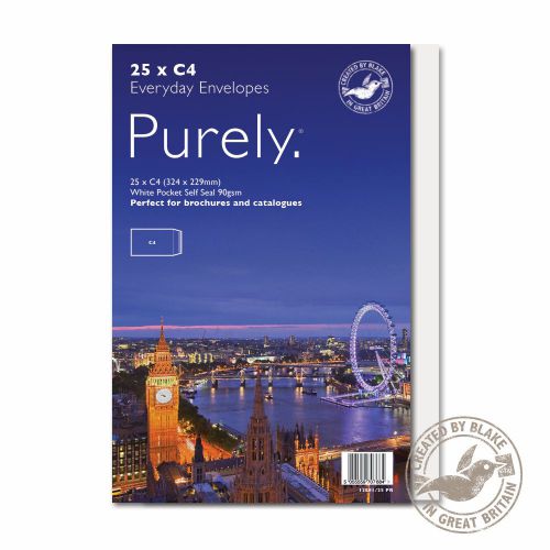 Blake Purely Everyday Pocket Envelope C4 Self Seal Plain 90gsm White (Pack 25) - 12891/25 PR Plain Envelopes 65738BL