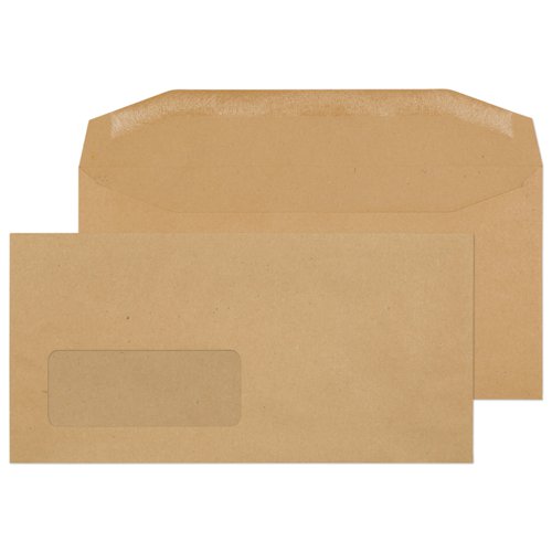 ValueX Everyday Envelopes DL Manilla Window Gummed Mailer 80gsm 110x220mm (Pack 1000) - 13810