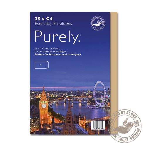 Blake Purely Everyday Pocket Envelope C4 Gummed Plain 90gsm Manilla (Pack 25) - 13854/25 PR Plain Envelopes 65766BL