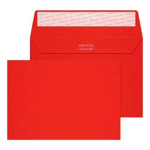 Blake Creative Colour Wallet Peel and Seal Pillar Box Red C6 114×162mm 120gsm (Pack 25) Code 15106