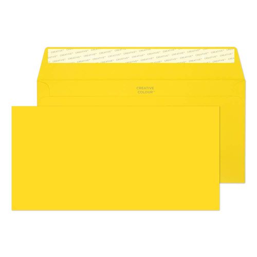 Blake Creative Colour Banana Yellow Peel & Seal Wallet 114X229mm 120Gm2 Pack 500 Code 203 3P Blake Envelopes