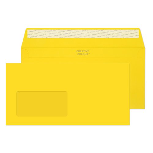 Blake Creative Colour Wallet Peel and Seal Window Banana Yellow DL+ 114×229 120gsm (Pk500) Code 203W