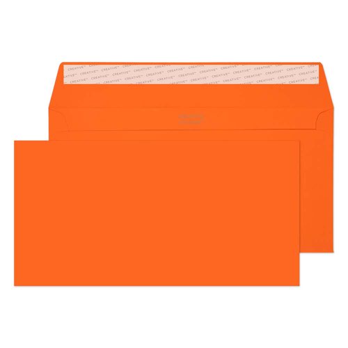 Blake Creative Colour Pumpkin Orange Peel & Seal Wallet 114X229mm 120Gm2 Pack 500 Code 205 3P Blake Envelopes