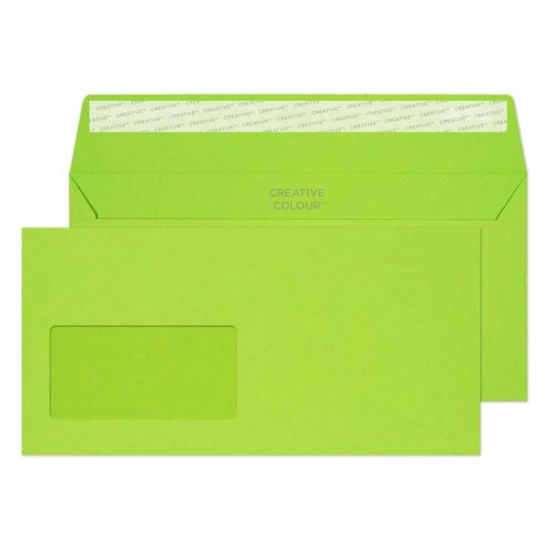 Blake Creative Colour Lime Green Window Peel & Seal Wallet 114x229mm 120gsm Pack 500 Code 207W