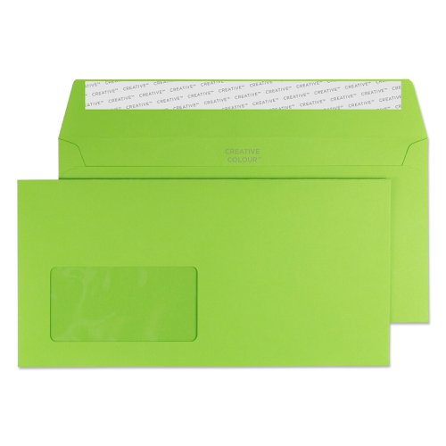 Blake Creative Colour Wallet Peel and Seal Window Lime Green DL+ 114×229mm 120gsm (Pk 500) Code 207W