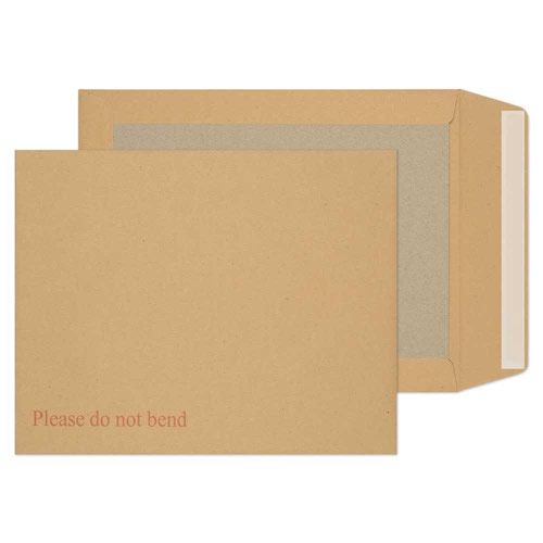 Manilla brown card backed please do not bend envelopes size 267x216mm , made from  120gsm card. The perfect envelope for sending important documents, pictures, postcards, prints and other lay flat items.