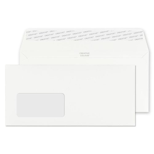 Blake Creative Colour Ice White Window Peel & Seal Wallet 114X229mm 120Gm2 Pack 500 Code 250W 3P Blake Envelopes