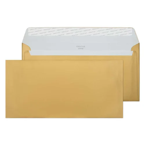 Blake Creative Shine Metallic Gold Peel & Seal Wallet 114X229mm 130gsm Pack 25 Code 25213 3P