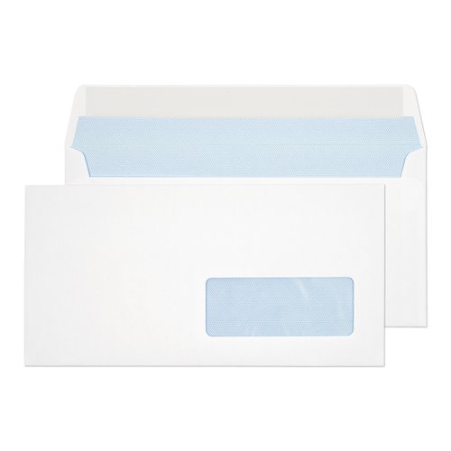 Blake Everyday Envelopes DL White Wallet Right-Hand Window Peel and Seal 100gsm 110x220mm (Pack 500) - 25885RH 35183BL