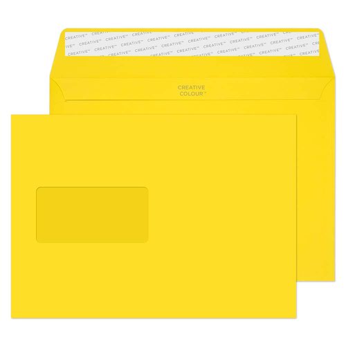 Blake Creative Colour Banana Yellow Window Peel & Seal Wallet 162X229mm 120Gm2 Pack 500 Code 303W 3P