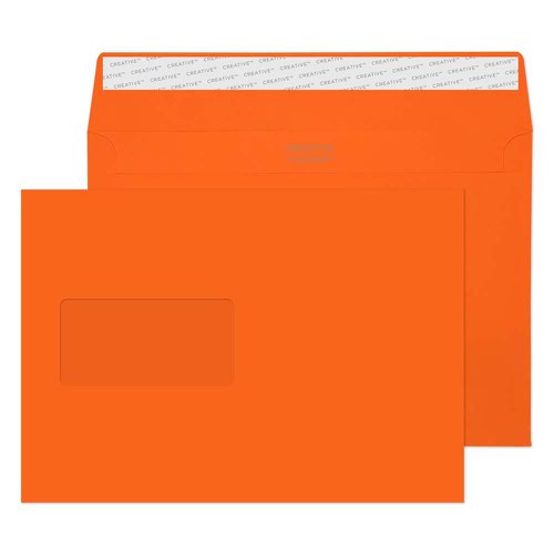 Blake Creative Colour Pumpkin Orange Window Peel & Seal Wallet 162X229mm 120G Pk500 Code 305W 3P Blake Envelopes
