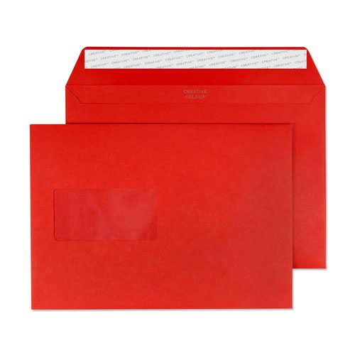 604703 Blake Creative Colour Pillar Box Red Window Peel & Seal Wallet 162X229mm 120G Pk500 Code 306W 3P