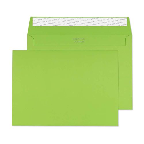 Vibrant Wallet Envelope C5 162x229mm Superseal Lime Green 120gsm Boxed 500 Plain Envelopes EN9975