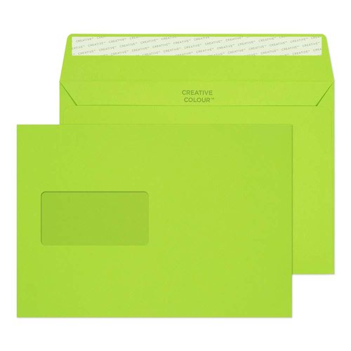 Blake Creative Colour Lime Green Window Peel & Seal Wallet 162x229mm 120gsm Pack 500 Code 307W