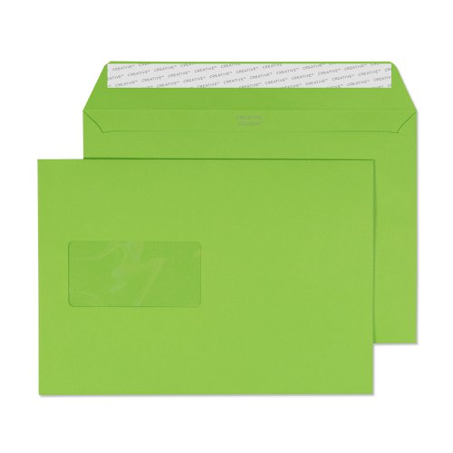 Blake Creative Colour Lime Green Peel and Seal Wallet Window C5 162x229mm 120gsm (Pk 500) Code 307W
