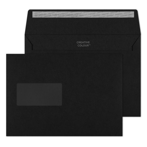 Blake Creative Colour Wallet Peel and Seal Window Jet Black C5 162×229mm 120gsm (Pack 500) Code 314W