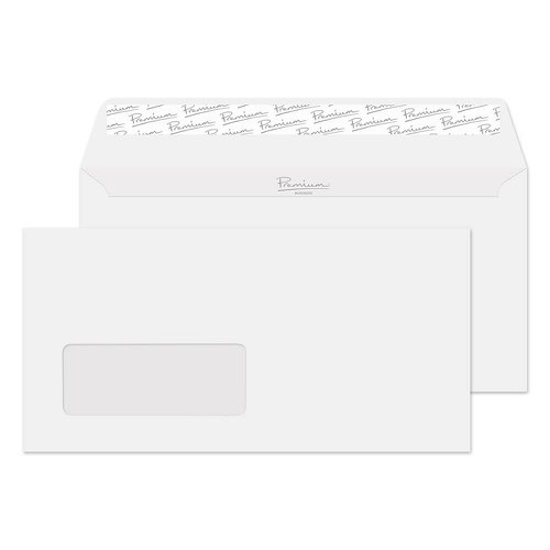 Blake Premium Business Ice White Wove Window Peel & Seal Wallet 110X220mm 120G Pk500 Code 31884 3P Blake Envelopes