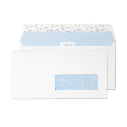 Blake Premium Office Ultra White Wove Window Peel & Seal Wallet 110x220mm 120gsm Pack 500 Code 32236FR