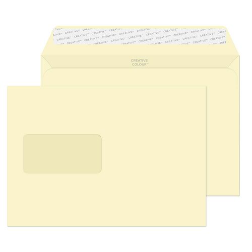 Blake Creative Colour Soft Ivory Window Peel & Seal Wallet 162X229mm 120Gm2 Pack 500 Code 352W 3P Blake Envelopes