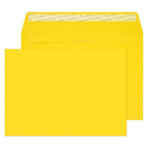 Vibrant Wallet Envelope C4 229x324mm Superseal Canary Yellow 120gsm Boxed 250 Plain Envelopes EN9991