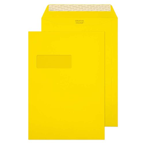 Blake Creative Colour Banana Yellow Window Peel & Seal Pocket 324x229mm 120gsm Pack 250 Code 403PW