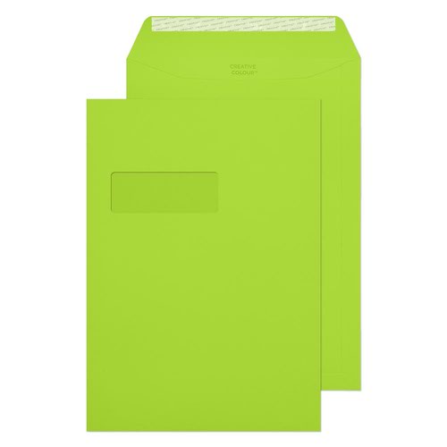 Blake Creative Colour Lime Green Window Peel & Seal Pocket 324x229mm 120gsm Pack 250 Code 407PW
