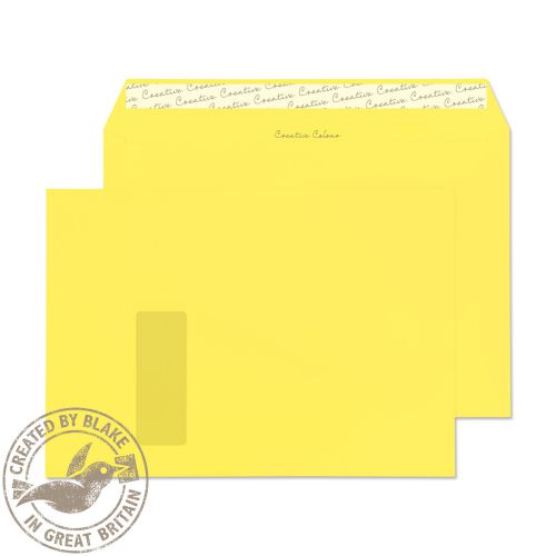 Blake Creative Colour Wallet Peel and Seal Window Lemon Yellow 120gsm C4 229×324 (Pk 250) Code 416W