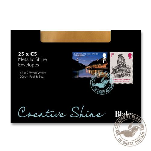 Blake Creative Shine Metallic Gold Peel & Seal Wallet 162x229mm 130gsm Pack 25 Code 45313
