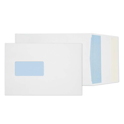 Blake Purely Packaging White Window Peel & Seal Gusset Pocket 229x162mm 120gsm Pack 125 Code 6001