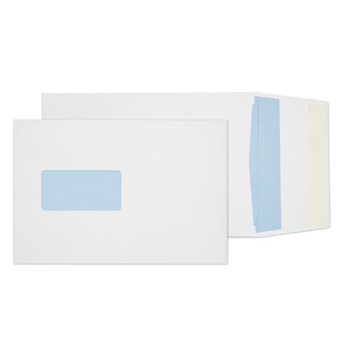 Blake Purely Packaging White Window Peel & Seal Gusset Pocket 229x162mm 120gsm Pack 125 Code 6001