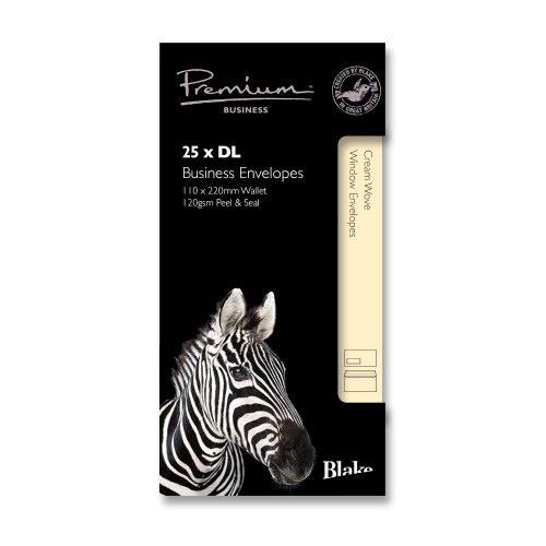 Blake Premium Business Cream Wove Window Peel & Seal Wallet 110X220mm 120Gm2 Pack 25 Code 61264 3P
