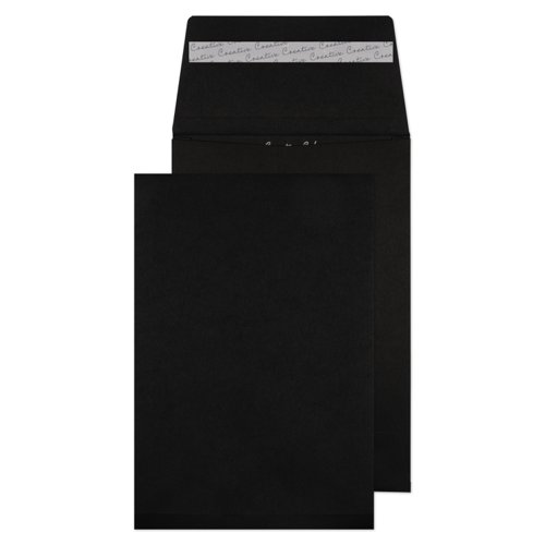 Blake Creative Colour Jet Black Peel & Seal Gusset Pocket 229X162X25mm 140Gm2 Pack 125 Code 6140 3P
