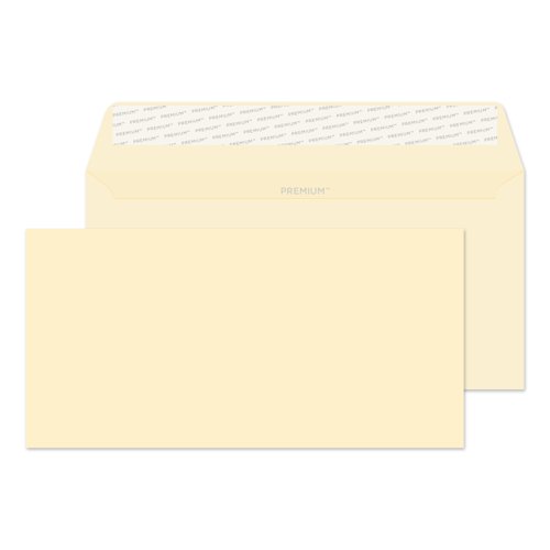 Blake Premium Business Envelopes DL Cream Wove Wallet Plain Peel and Seal 120gsm 110x220mm (Pack 500) - 61882