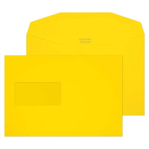 Blake Creative Colour Banana Yellow Window Gummed Mailer 162x235mm 120gsm Pack 500 Code 803MW