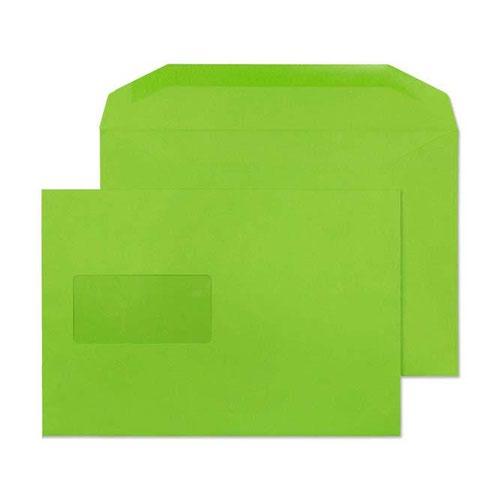 Blake Creative Colour Lime Green Window Gummed Mailer 162x235mm 120gsm Pack 500 Code 807MW