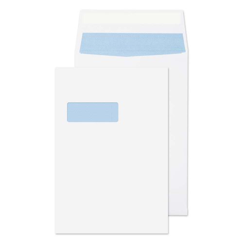 Blake Purely Packaging White Window Peel & Seal Gusset Pocket 324X229X25mm 140G Pk125 Code 9001 3P