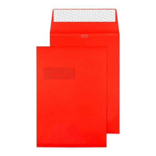 Blake Creative Colour Pillar Box Red Window P&S Gusset Pocket 324X229X25 140G Pk125 Code 9061W 3P