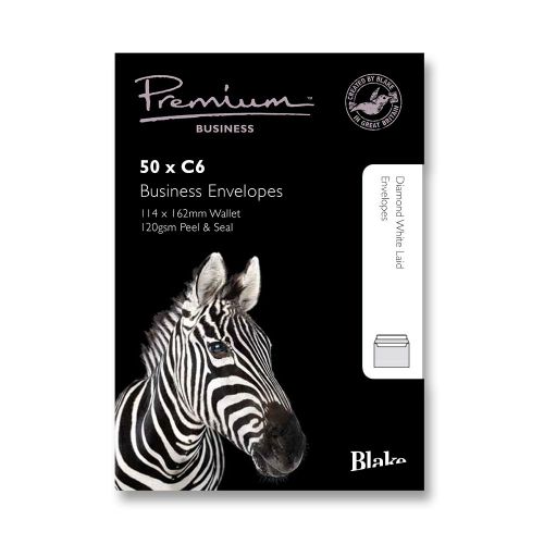 35694BL - Blake Premium Business Wallet Envelope C6 Peel and Seal Plain 120gsm Diamond White Laid (Pack 50) - 91155