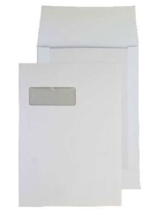 Blake Purely Packaging Board Back Gusset Pocket Peel and Seal Window White C4 120g Pk125 Code 92901W